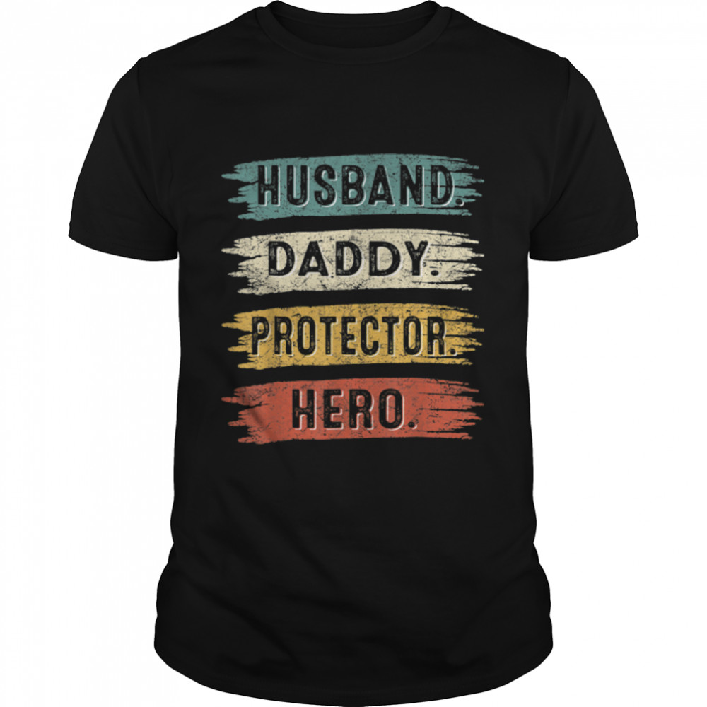 Vintage Husband Daddy Protector Dad Hero Happy Father's Day T- B0B1ZQNRK1 Classic Men's T-shirt
