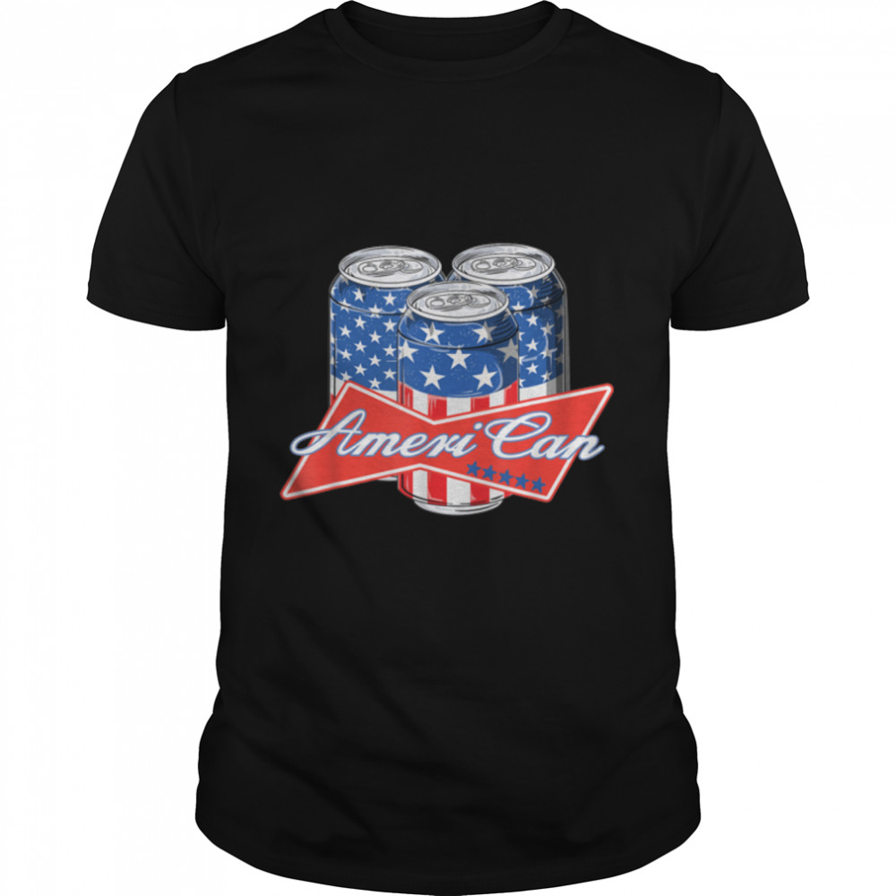 Ameri Can Beer Usa Flag Beer Lovers Gift 4Th Of July Party T-Shirt B0B2P2Ydmv
