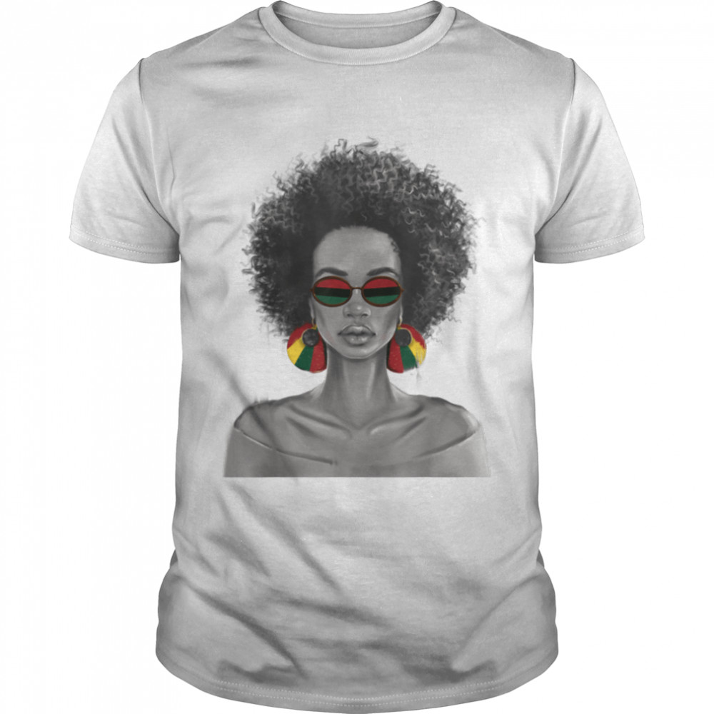 Black Queen Face Art Juneteenth Afro Woman Afrocentric Pride T-Shirt B0B2J9S2XW