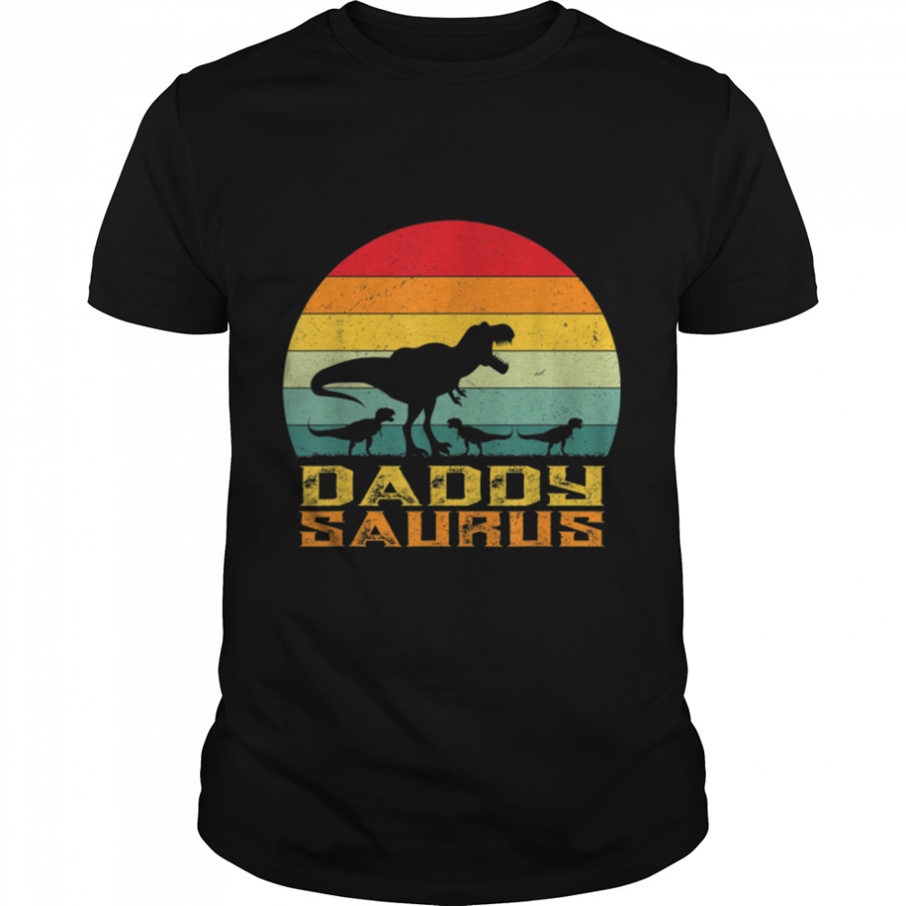 Daddysaurus Dad Dino, Fathers Day Men Dinosaur Rex Funny T-Shirt B0B2P3VD3D