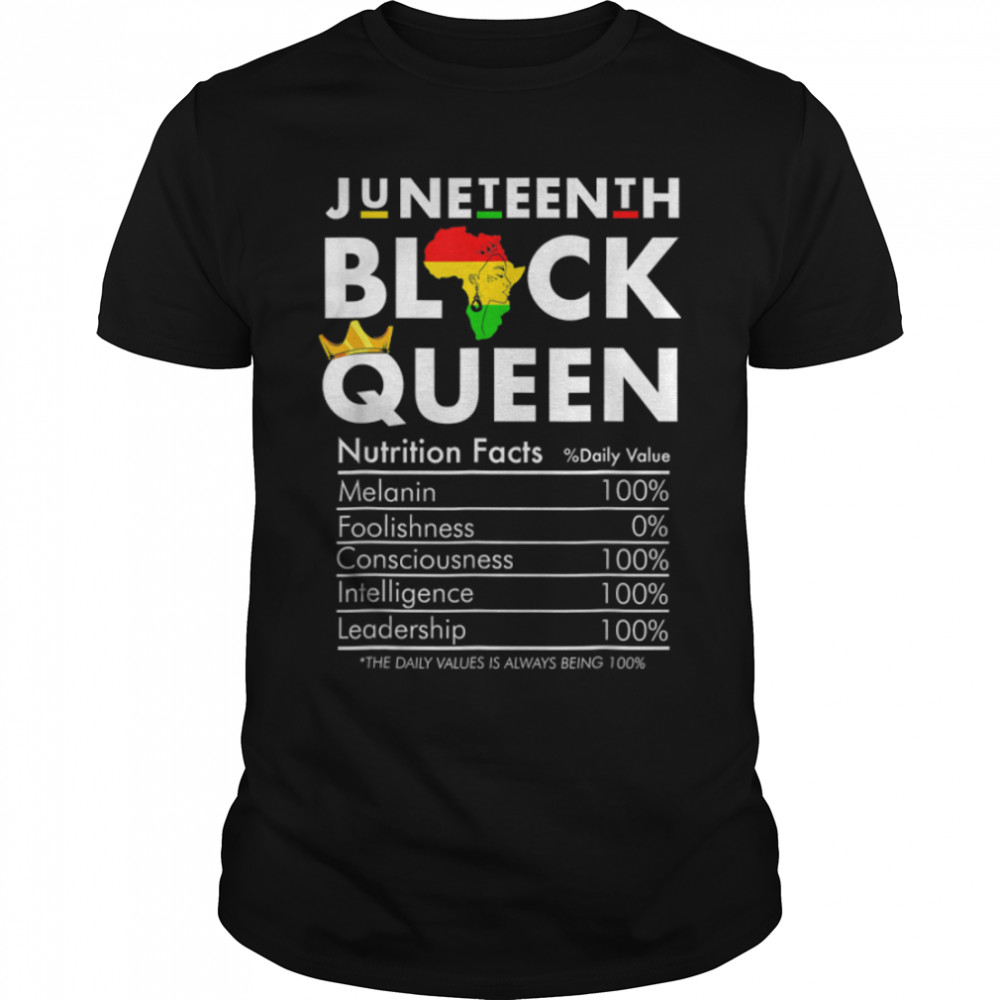 Juneteenth Womens Black Queen Nutritional Facts 4Th Of July T-Shirt B0B2P29Lrz