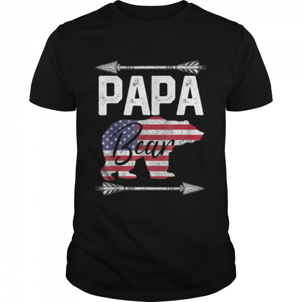 Mens Papa Bear American Flag 4Th Of July Father'S Day Gift Dad T-Shirt B0B2P8Xb18