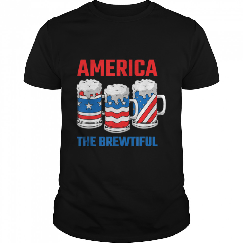 Funny AmeriCan 4th of July Funny Beer Patriotic USA Flag T- B0B2P8LVM2 Classic Men's T-shirt