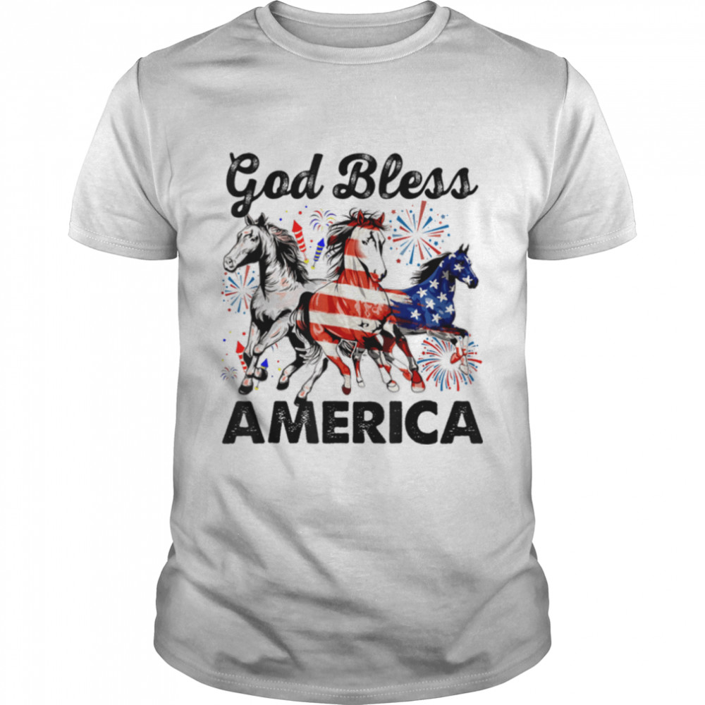 god bless america independence day horse T- B0B2QZB22S Classic Men's T-shirt