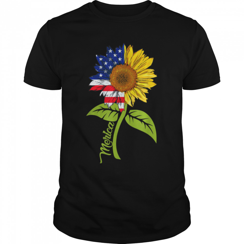 Patriotic Daisy Flag Merica Cute 4th of July Womens T- B0B2R5XG7F Classic Men's T-shirt