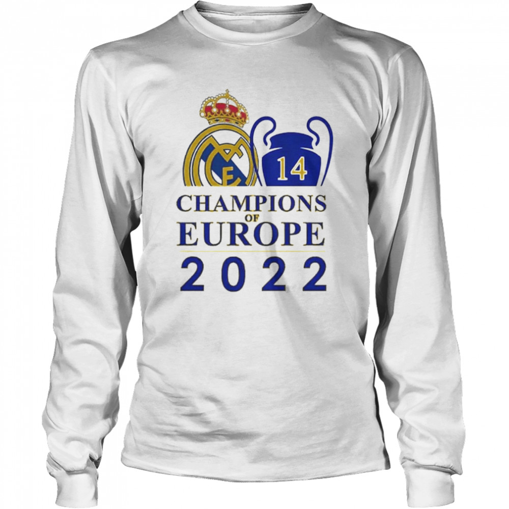 Real Madrid 14 Champions Of Europe 2022 T- Long Sleeved T-shirt