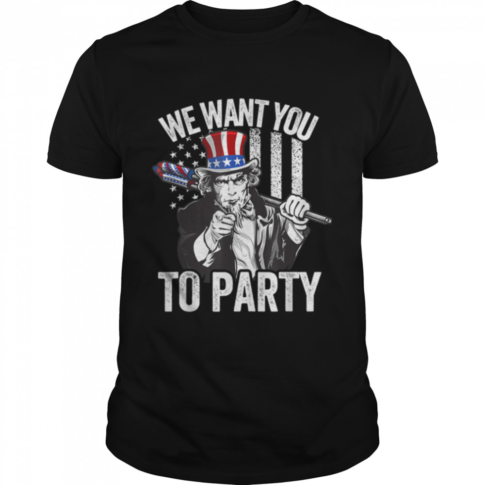 Uncle Sam Firework 4th Of July Men American USA Flag T- B0B2R1X4MV Classic Men's T-shirt