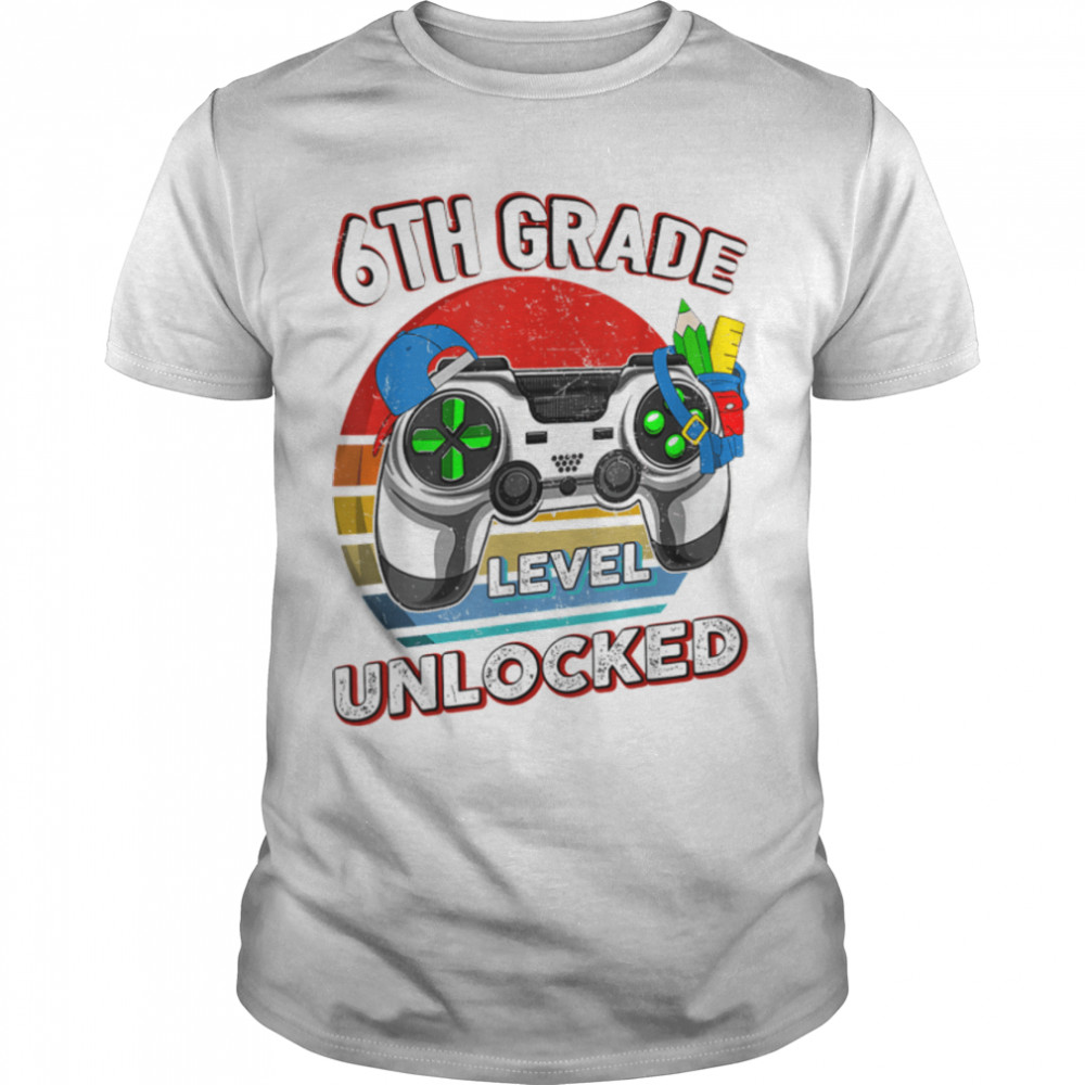 Vintage 6th Grade Level Unlock Back To School Gaming Lover T- B0B2QJ24Q3 Classic Men's T-shirt