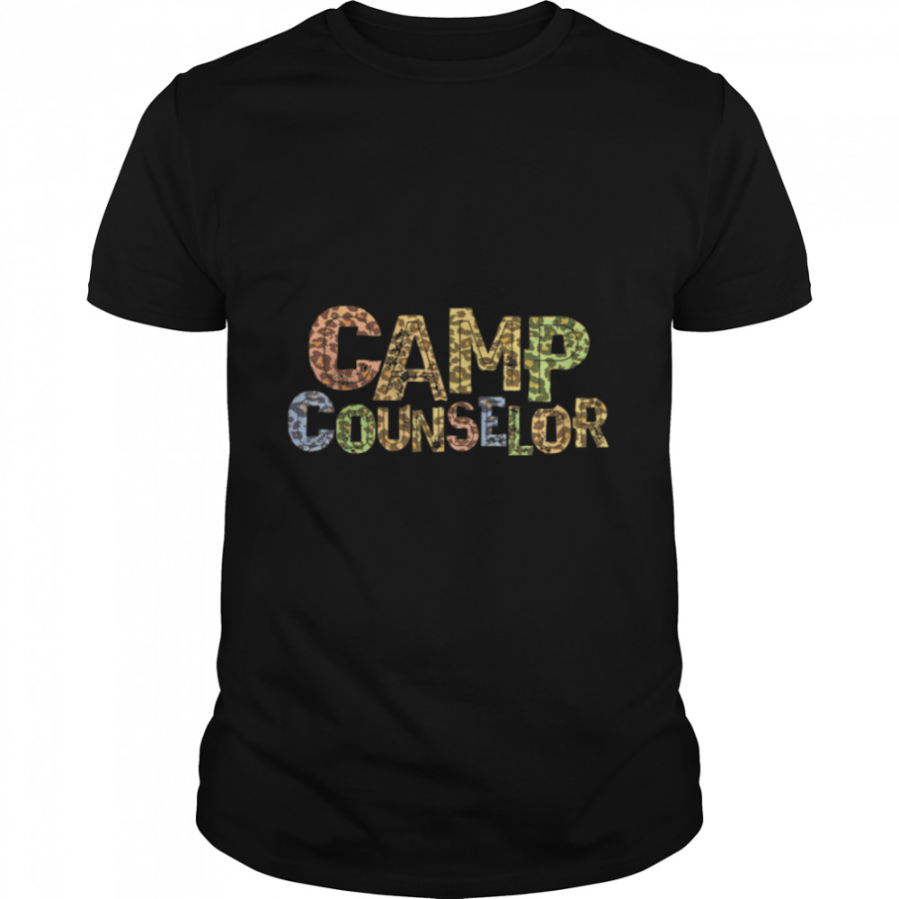 Funny CAMP COUNSELOR Leopard Print Summer Teacher Instructor T- B0B2RC7WS2 Classic Men's T-shirt