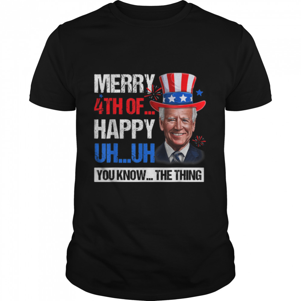 Funny Joe Biden Confused Merry Happy 4th Of July US Flag T- B0B33KW8PN Classic Men's T-shirt