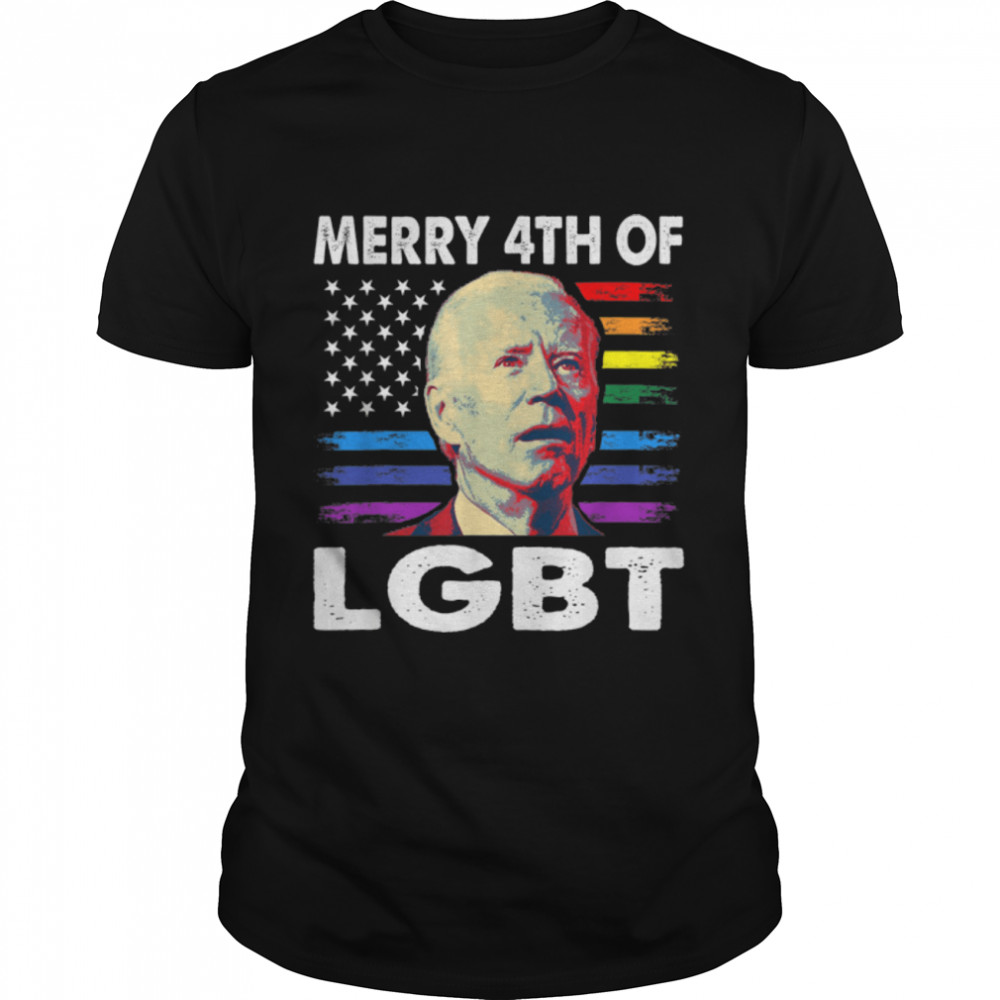 Funny Joe Biden Merry Happy 4th  Biden LGBT Gay Pride T- B0B31G7F5M Classic Men's T-shirt