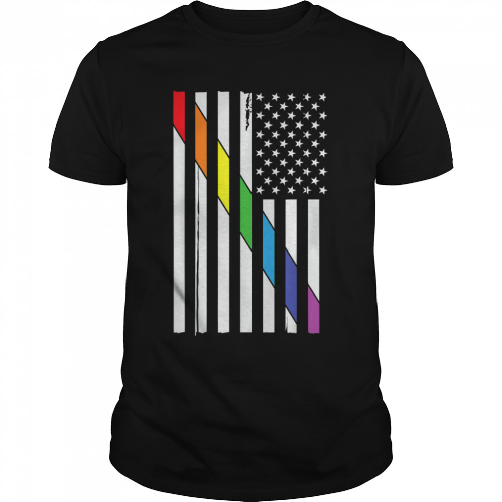Gay Pride American Flag LGBT 4th Of July T- B0B31B2LXR Classic Men's T-shirt