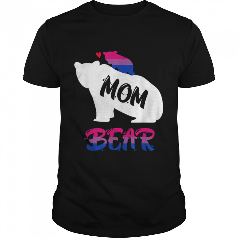 Mom Bear Bisexual LGBTQ Bi Pride Flag Family T- B0B319P248 Classic Men's T-shirt