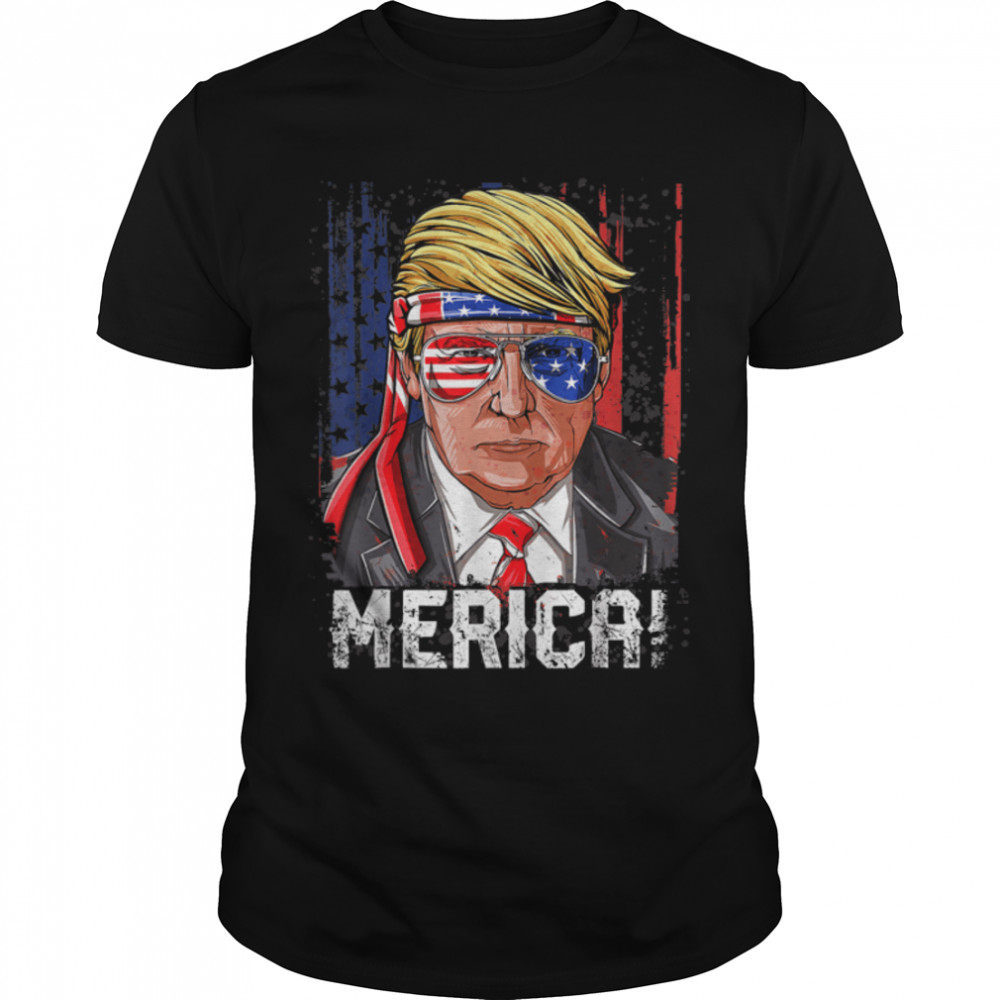 Trump 4th of July Merica Men Women USA American Flag Vintage T- B0B31G84YM Classic Men's T-shirt