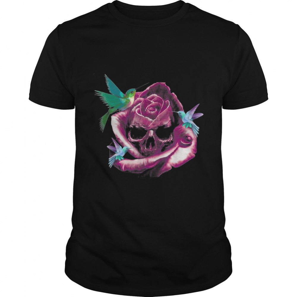 Skull Rose And Hummingbirds halloween T- Classic Men's T-shirt
