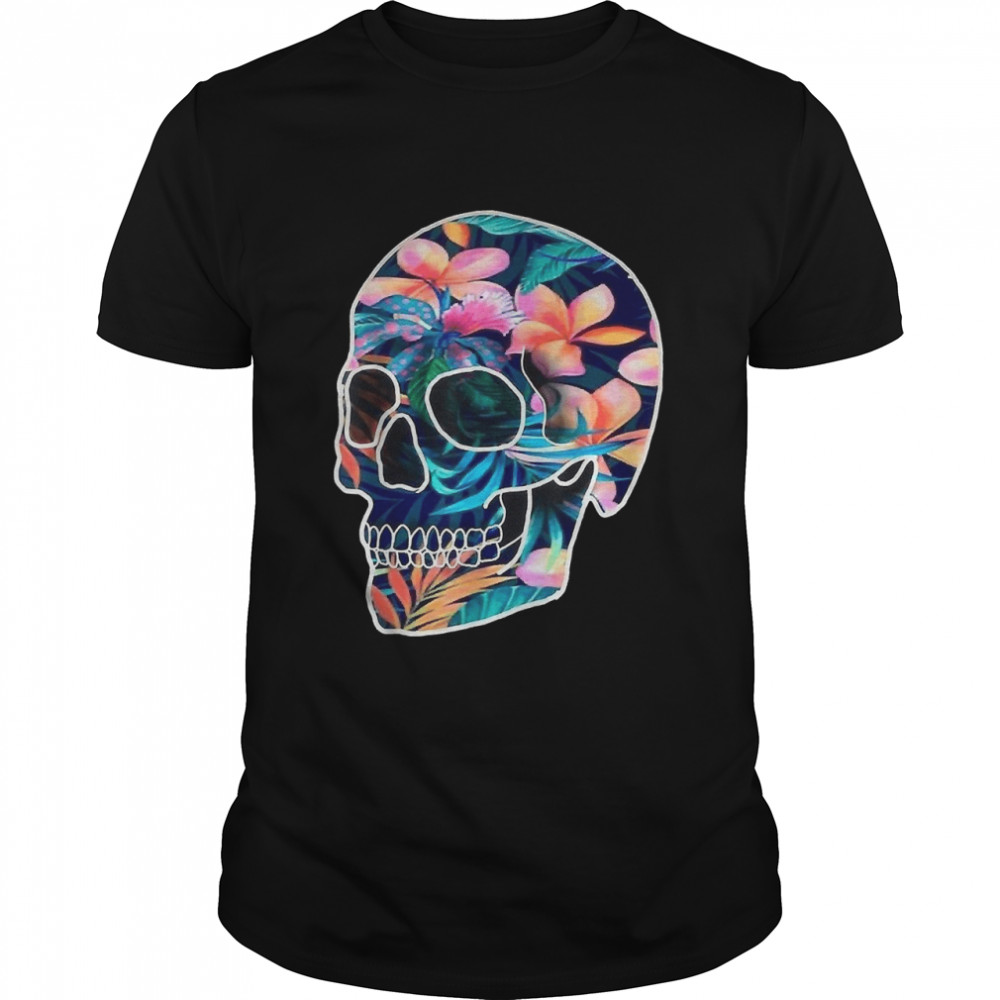 Skull summer floral beach vintage retro - Summer skull flora T- Classic Men's T-shirt