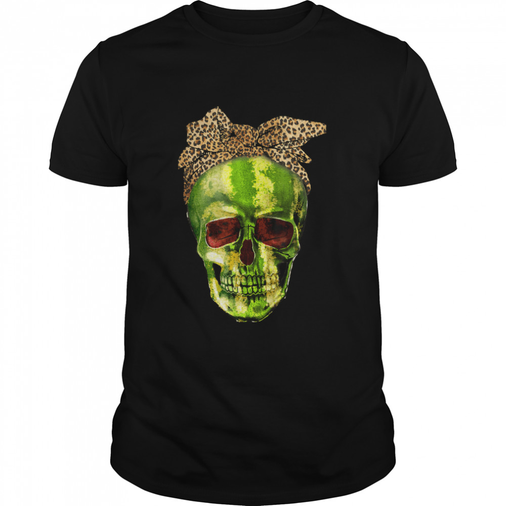 Skull Watermelon with leopard bandana Funny Summer T- Classic Men's T-shirt