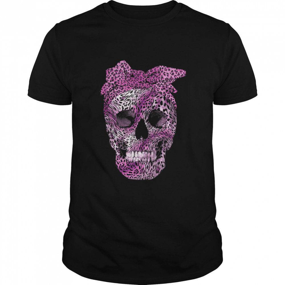 Womans Pink Leopard Skull Headband Girl Halloween T-Shirt