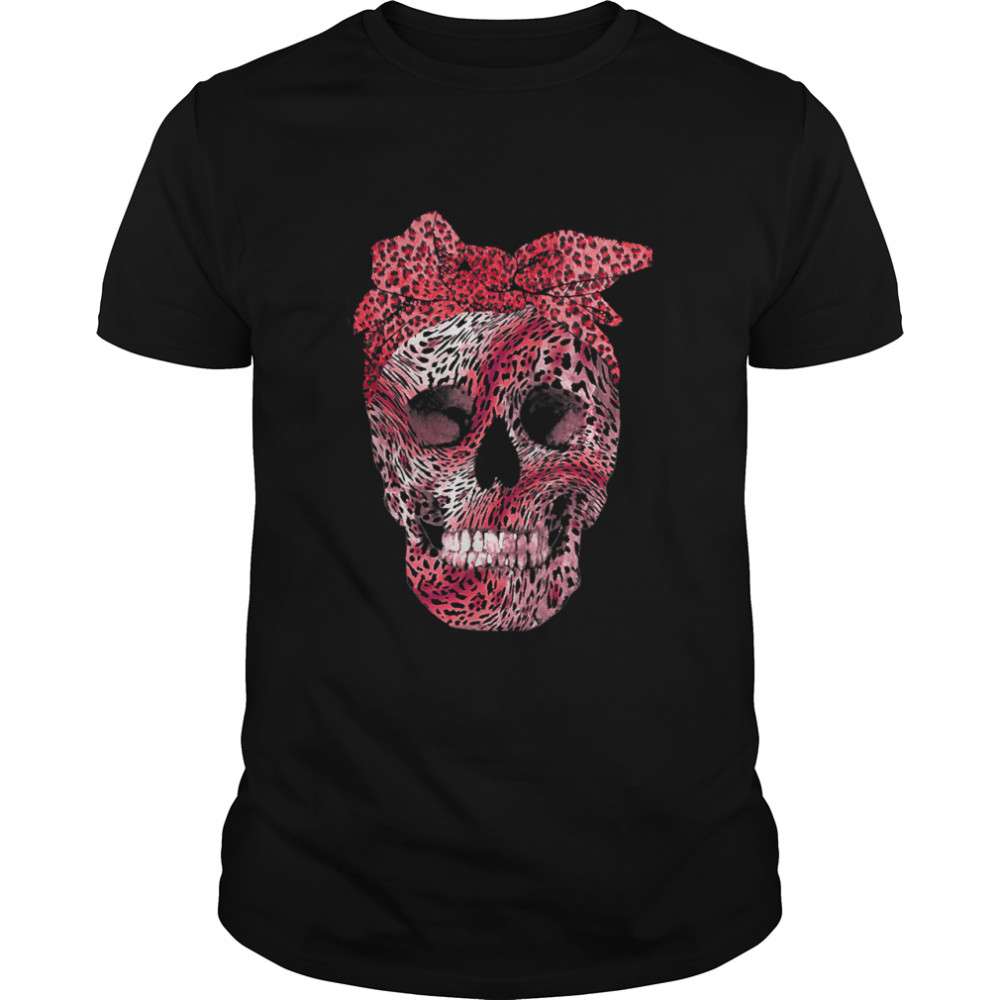 Womans Red leopard skull headband girl halloween T- Classic Men's T-shirt