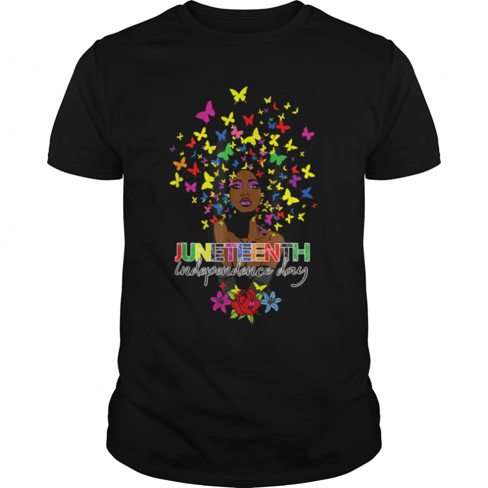 Black Queen And Butterfly Juneteenth Is My Independence Day T-Shirt B0B35T3Hsb