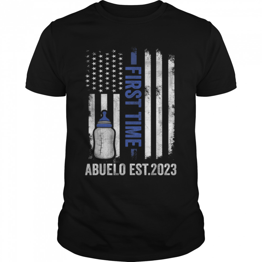 Mens First Time Abuelo Est 2023 Shirt Fathers Day T-Shirt B0B35Z7V48