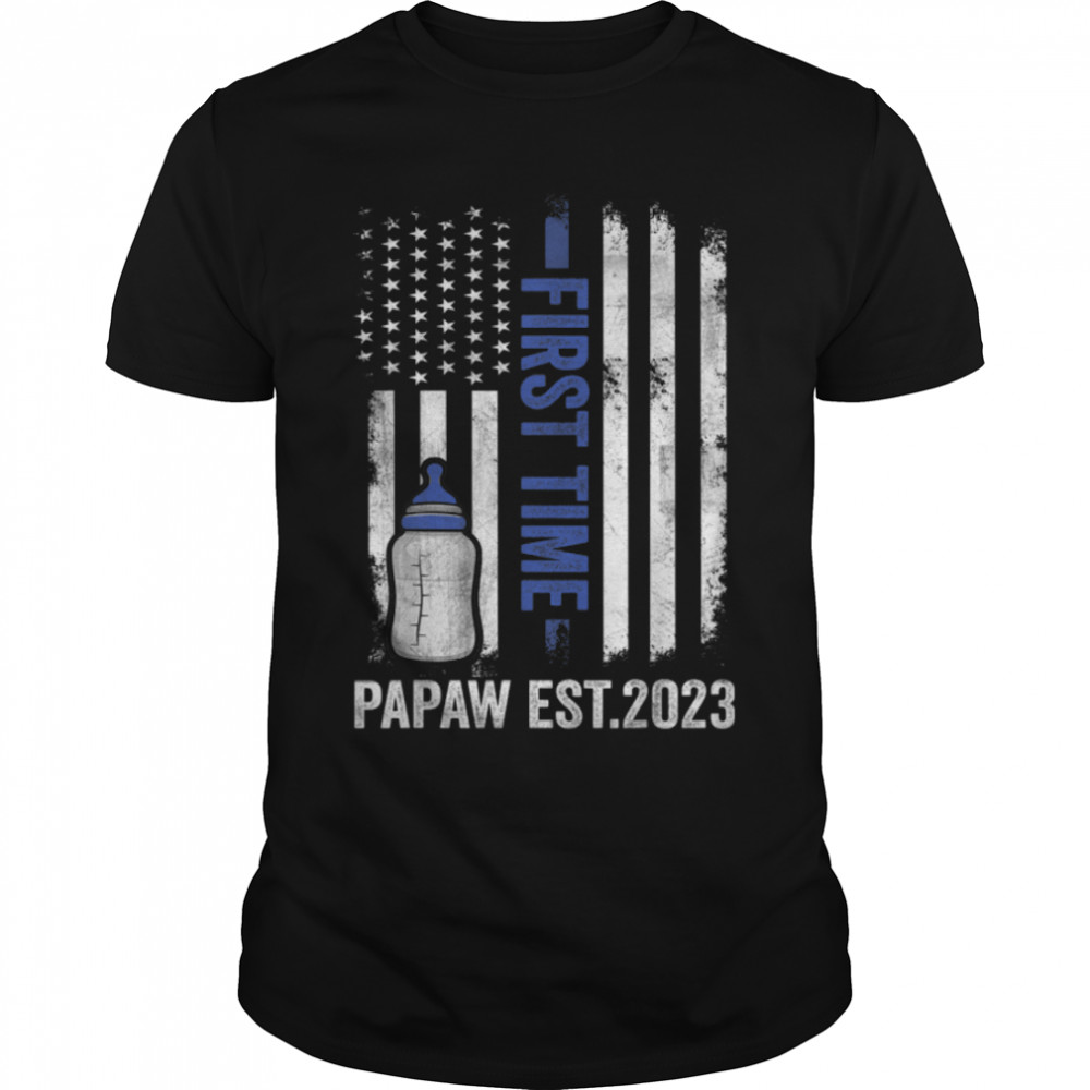 Mens First Time Papaw Est 2023 Shirt Fathers Day T-Shirt B0B361Mzq3