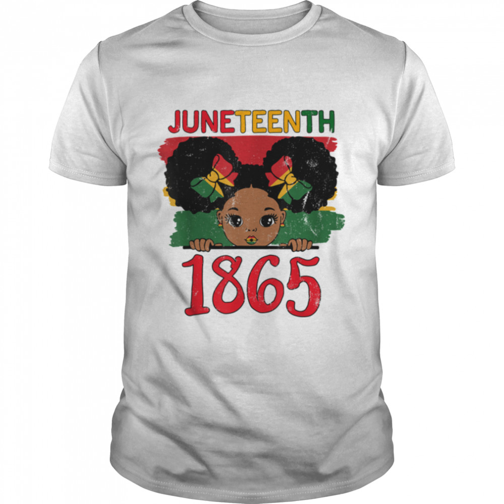 Kids Black Girl Melanin Juneteenth Celebrating African Afro T-Shirt B0B3DNY1R2