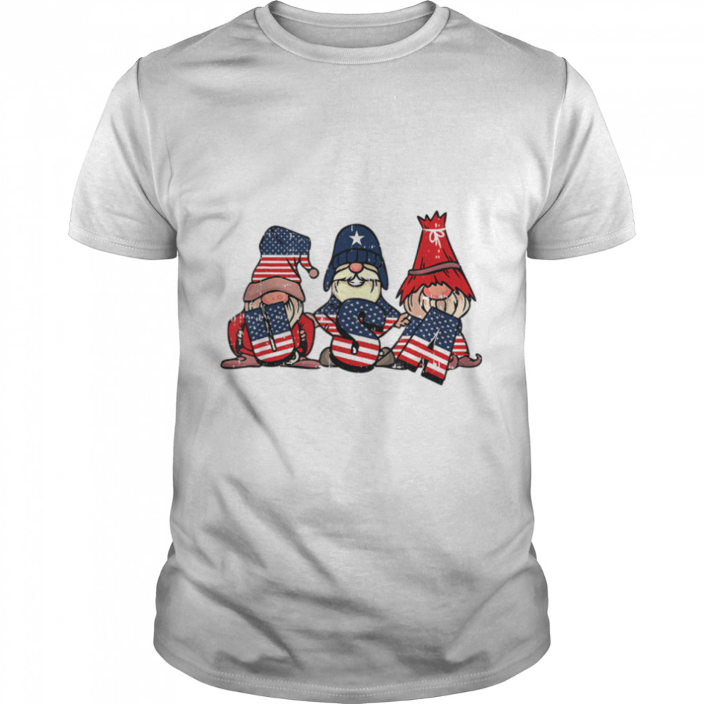 Gnome USA 4th Of July Cute American Flag Independence Day T- B0B3SQ9L2V Classic Men's T-shirt