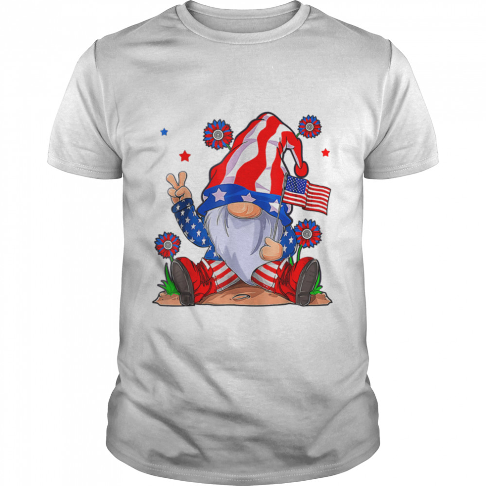 Happy Independence Day 4Th Of July Gnome American Flag T-Shirt B0B3Sqxgc5
