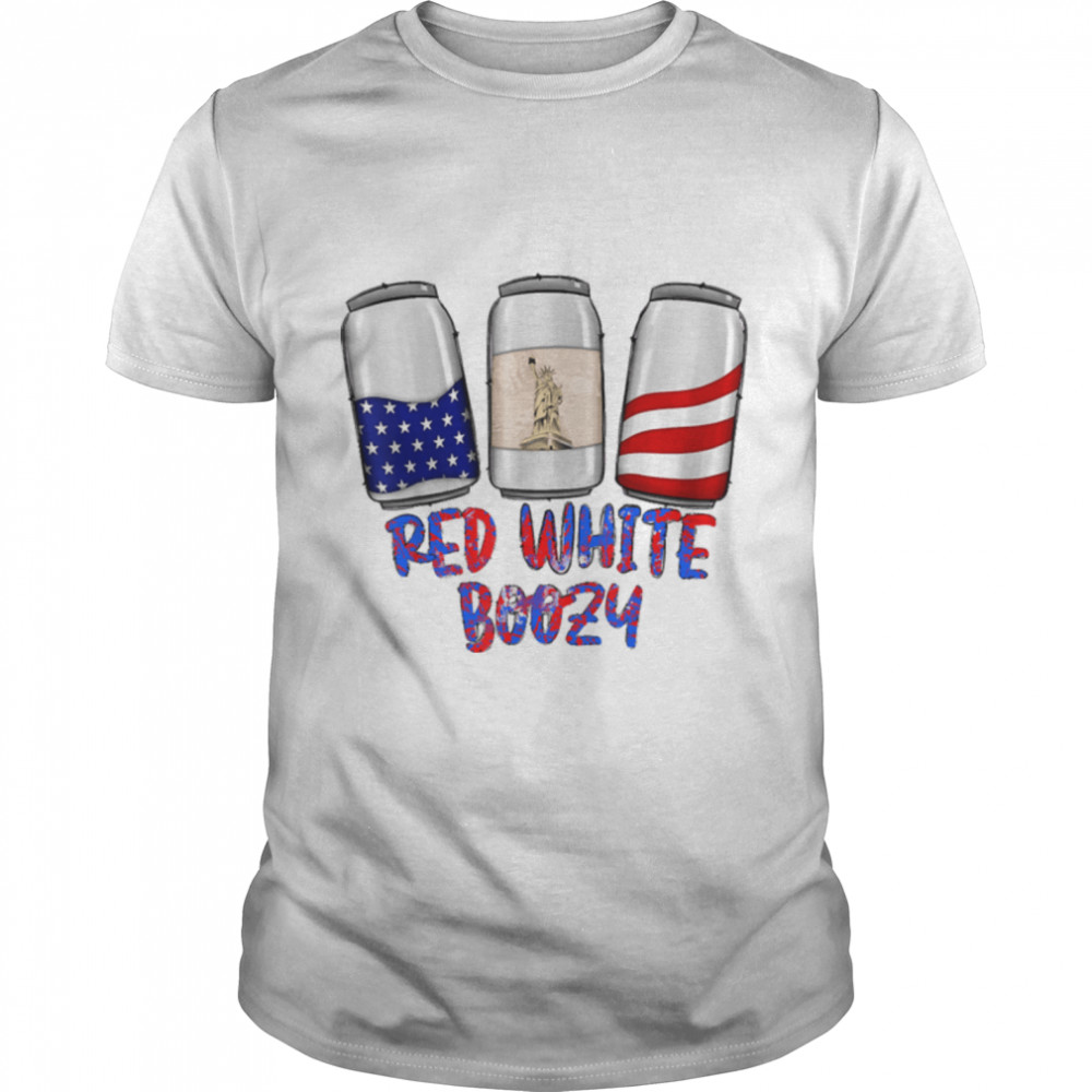 Red White Boozy, Funny 4Th Of July Drinking Independence Day T-Shirt B0B3Sqflq3