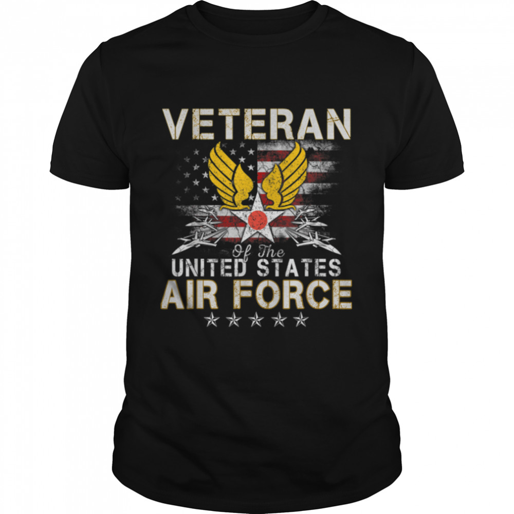 Vintage USA Flag Proud US Air Force Air Corps Veteran Mens T- B0B3ZWFXHL Classic Men's T-shirt