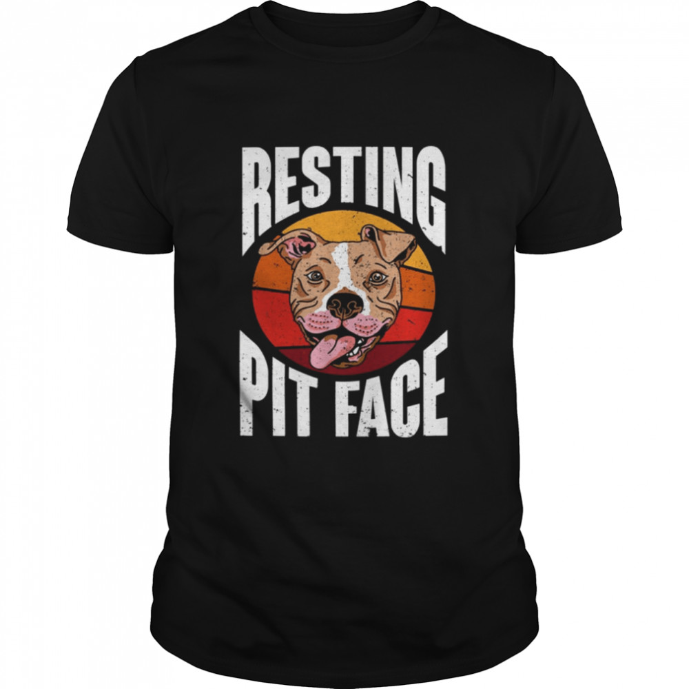 Retro Pitbull Dog Owner Resting Pit Face T Shirt