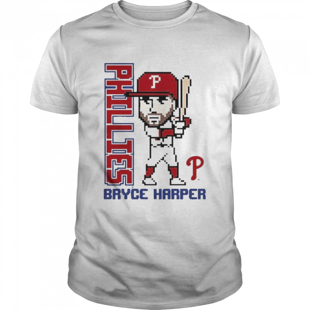 Bryce Harper Philadelphia Phillies Boys Grey Pixel Player Short Sleeve Shirt  - Guineashirt Premium ™ LLC