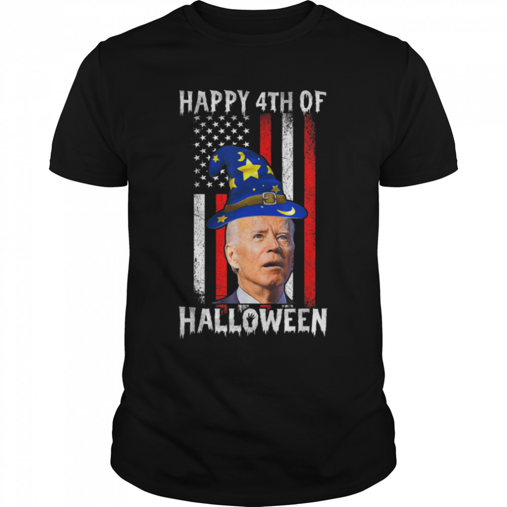 Funny Joe Biden Happy Halloween Confused 4th Of July US Flag T- B0B4ZDMTWY Classic Men's T-shirt