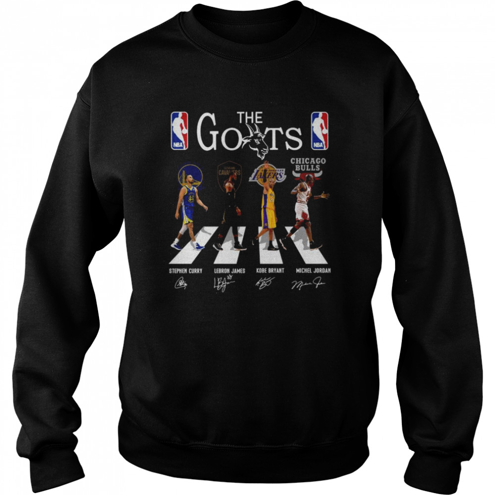 The Goats Abbey Road Stephen Curry Lebron James Kobe Bryant Michael Jordan Signatures Unisex Sweatshirt
