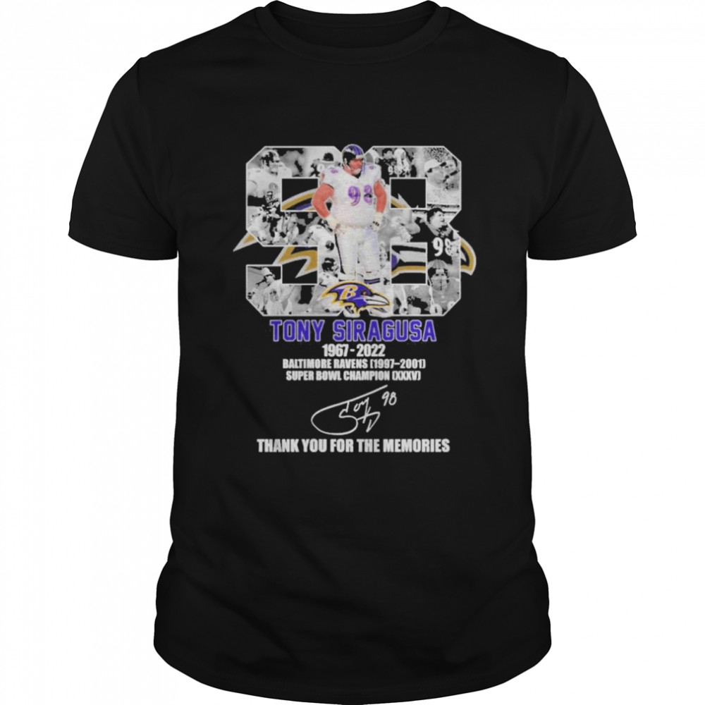 Tony Siragusa 1967-2022 Baltimore Ravens Thank You For The Memories Signature Classic Men's T-shirt