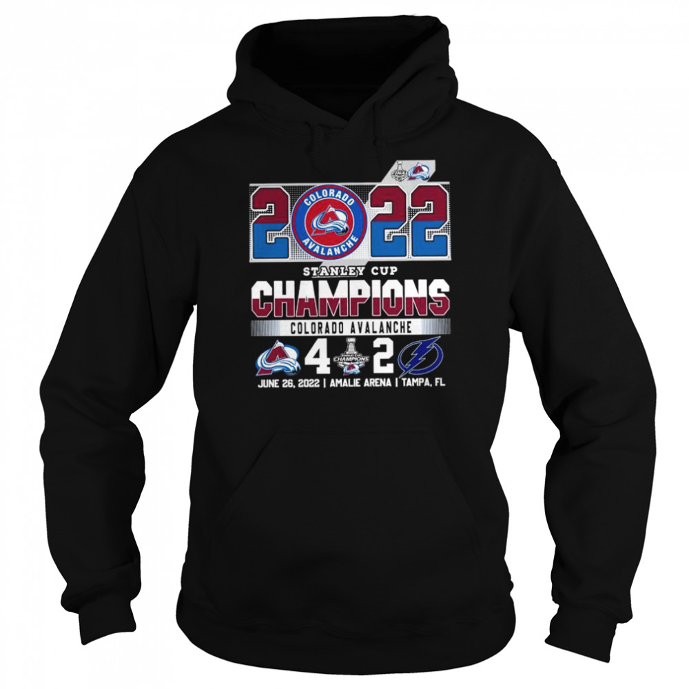 Colorado Avalanche and Tampa Bay Lightning 2022 Stanley Cup Champions shirt Unisex Hoodie