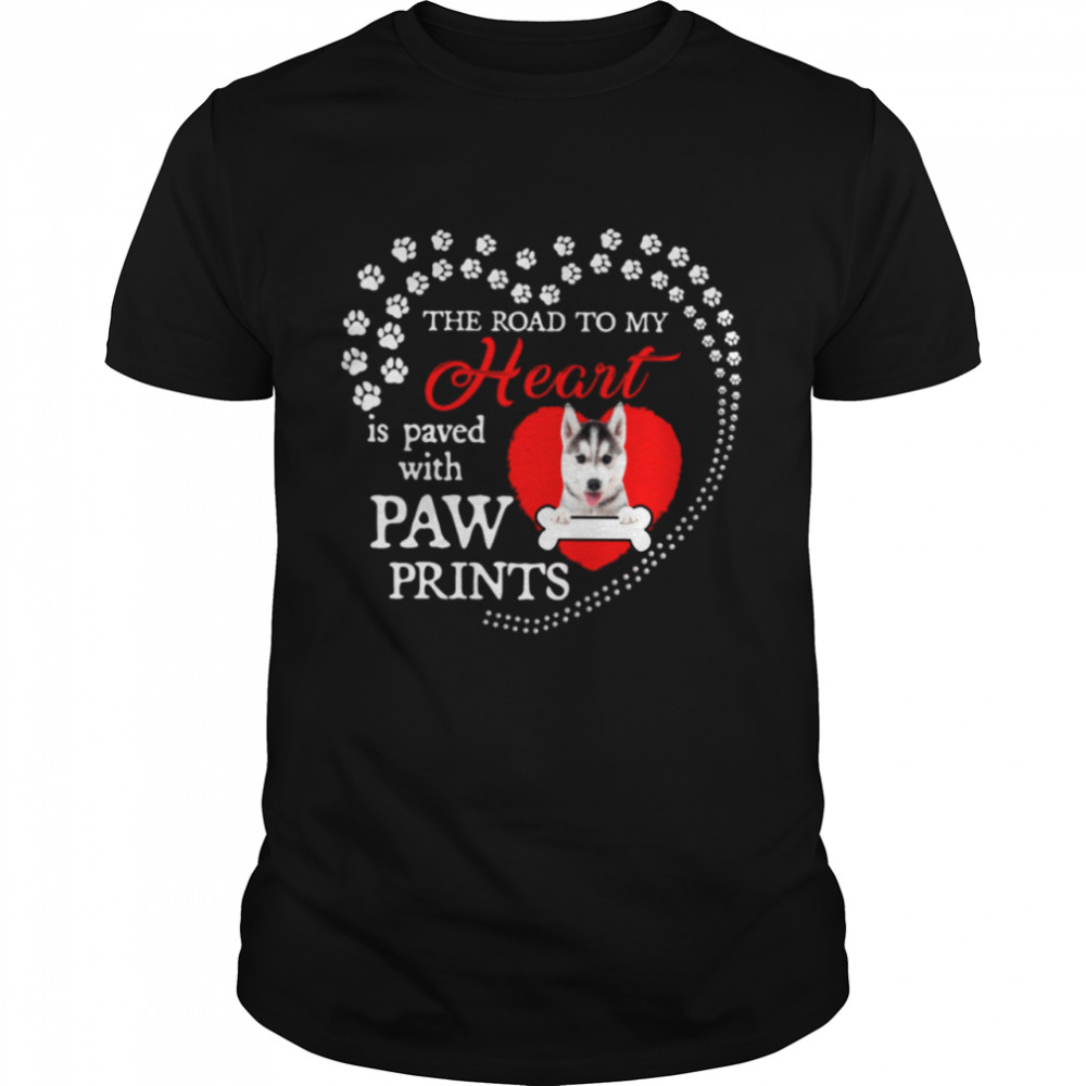 Husky the road to my heart is paved with paw prints shirt Classic Men's T-shirt