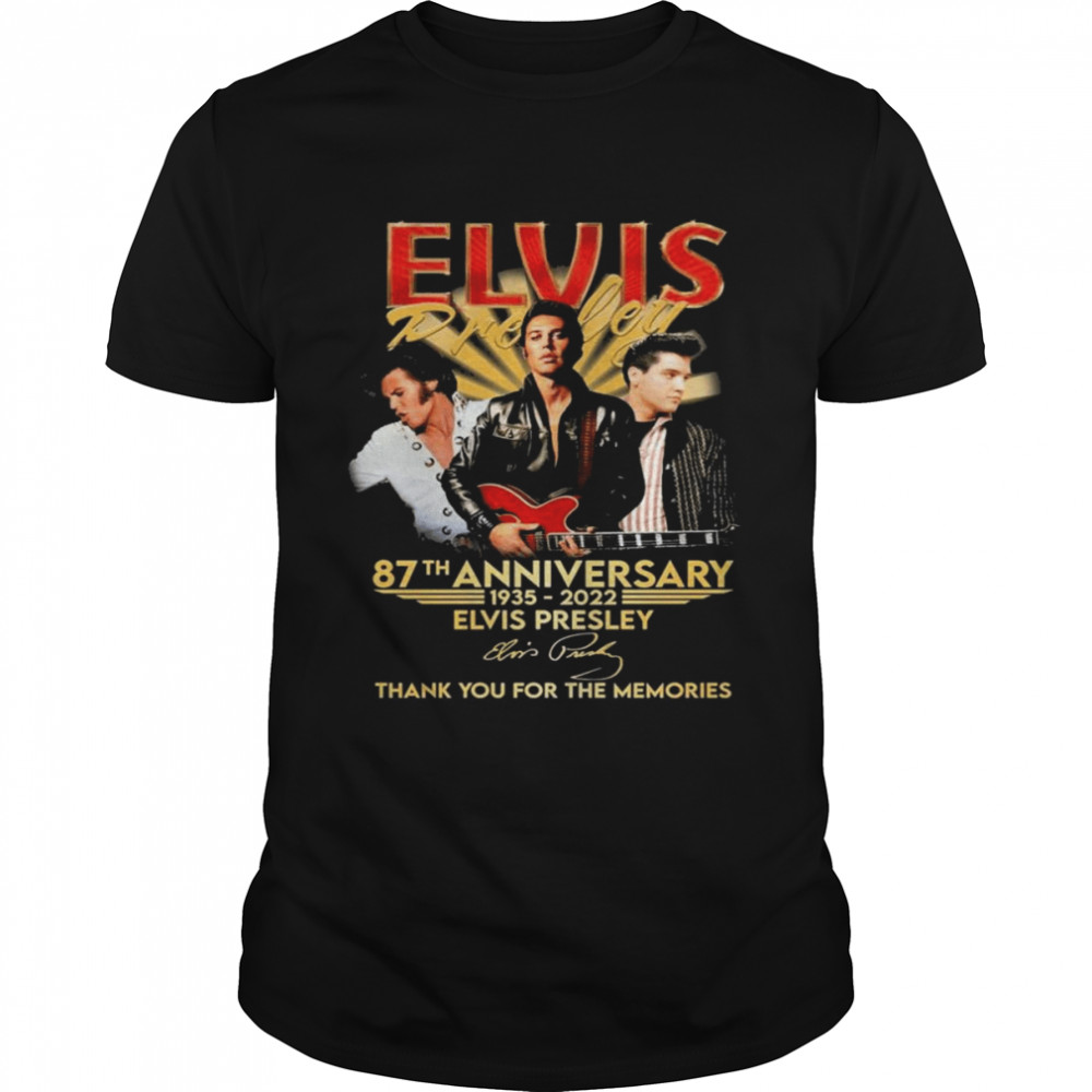 June 87th Anniversary 1935-2022 Elvis Presley Signature Thank You For The Memories  Classic Men's T-shirt