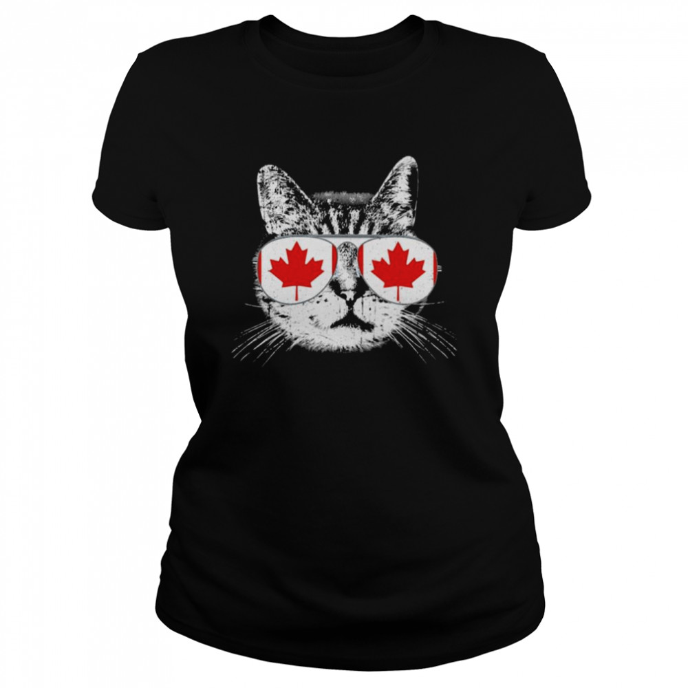 Cat Glasse Happy Canada flag shirt Classic Women's T-shirt