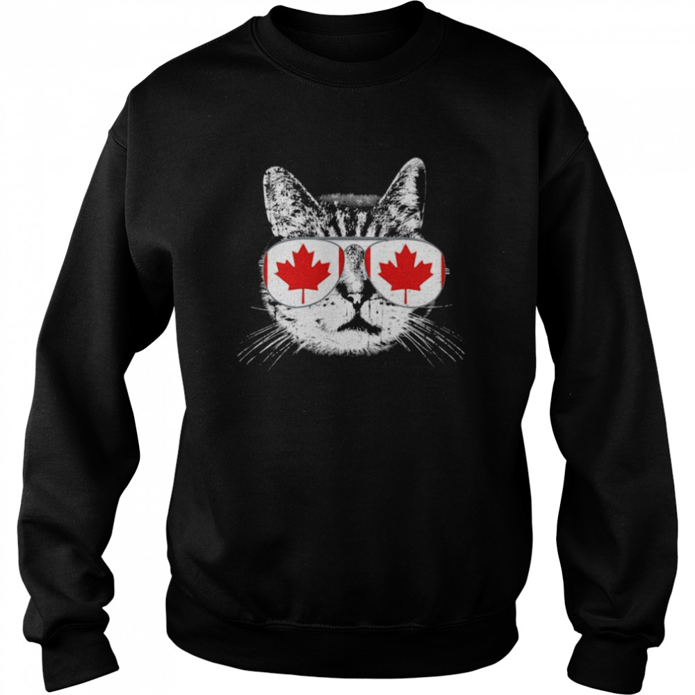 Cat Glasse Happy Canada flag shirt Unisex Sweatshirt
