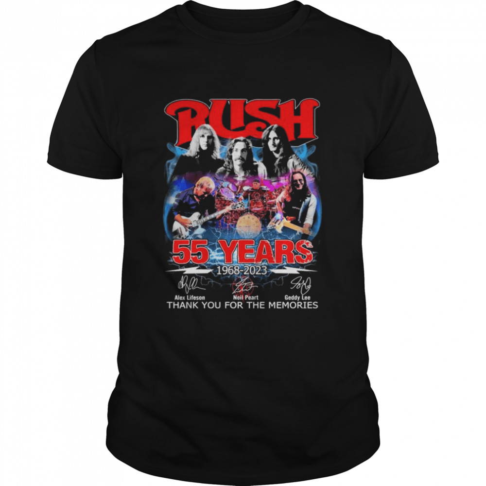 55 Years RUSH Band 1968-2023 Signatures Thank You For The Memories Shirt