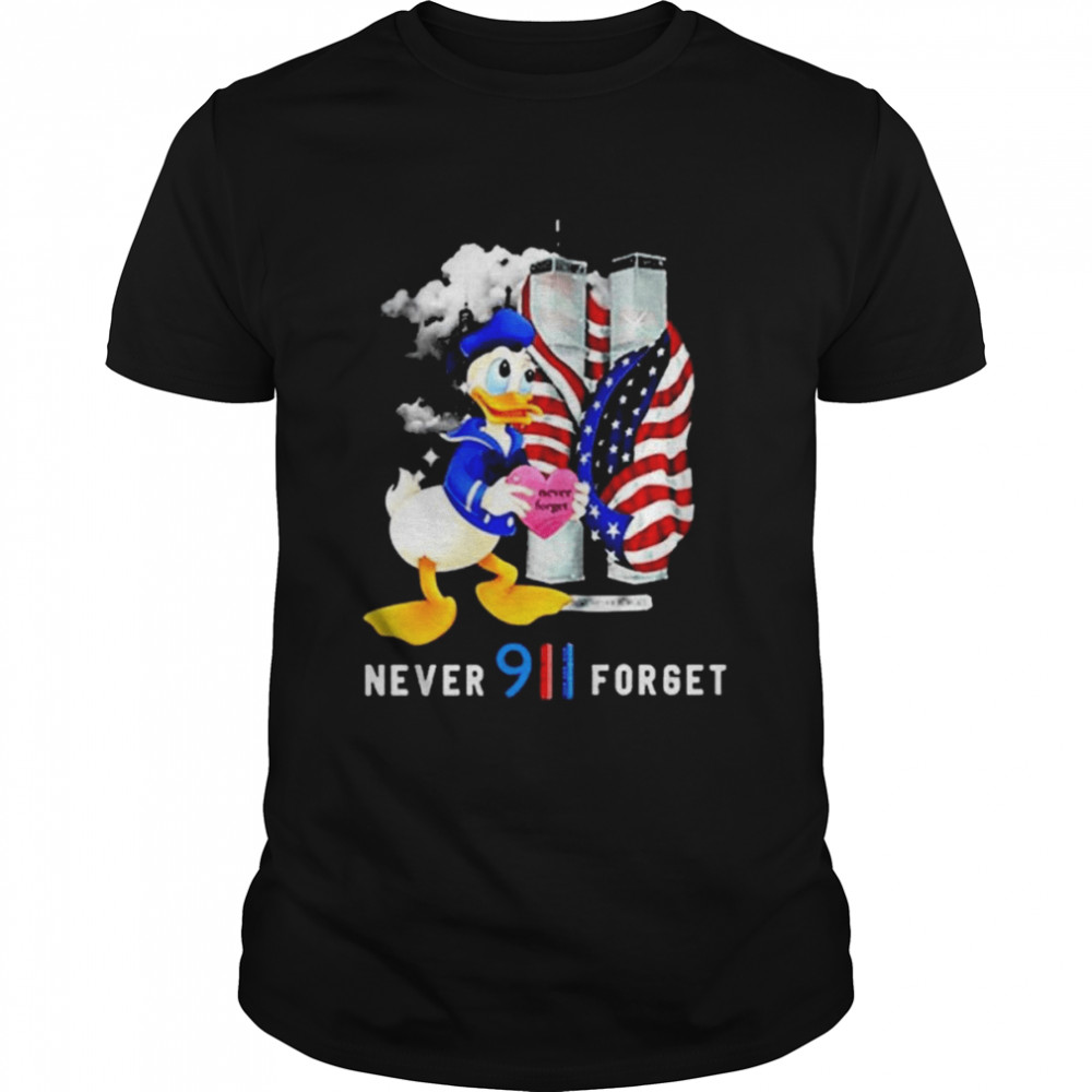 Donald Duck US Flag Never Forget 911  Classic Men's T-shirt