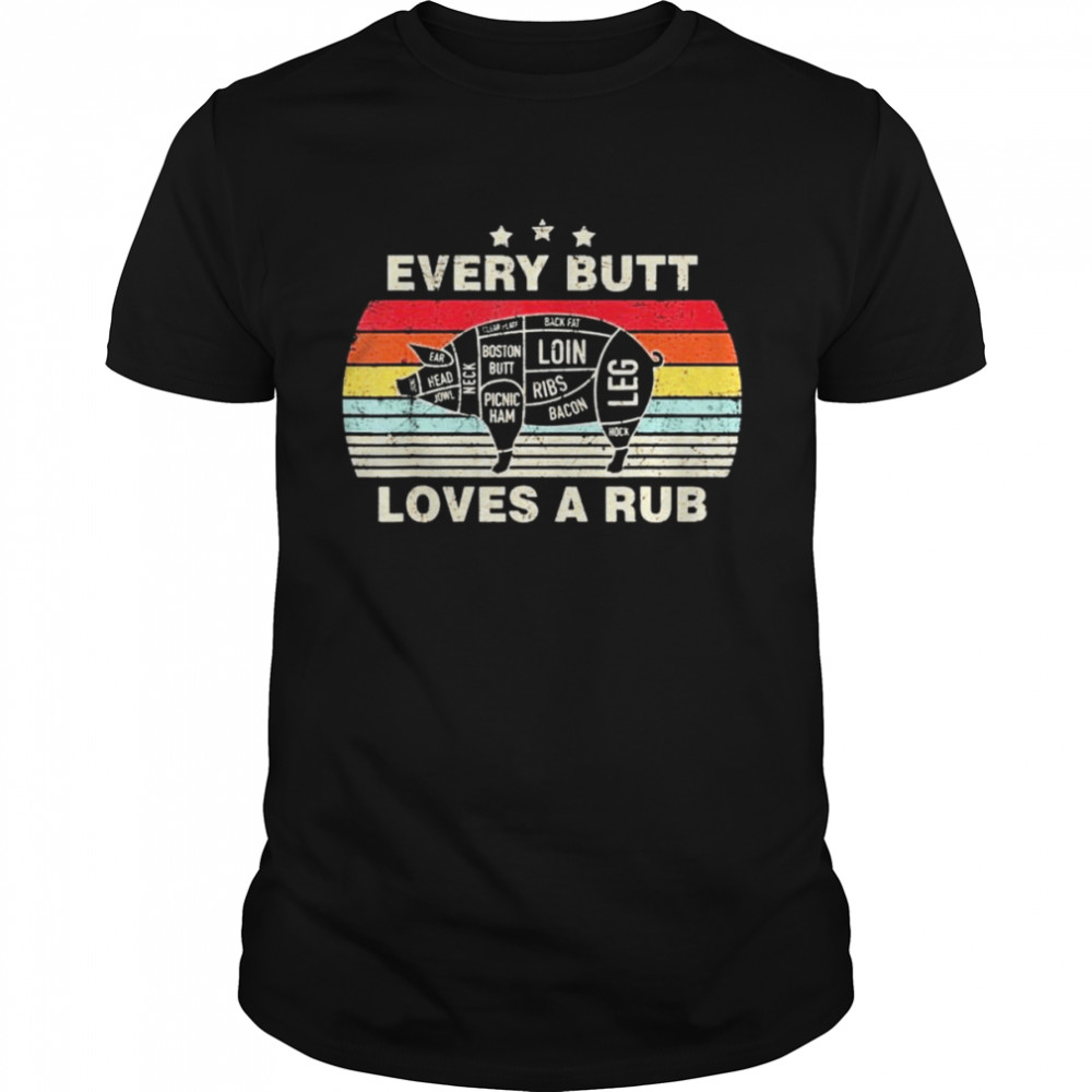 Every Butt Loves A Rub Pig Vintage Retro  Classic Men's T-shirt