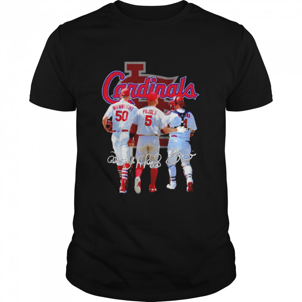 Adam Wainwright Albert Pujols and Yadier Molina St. Louis Cardinals signatures unisex T-shirt
