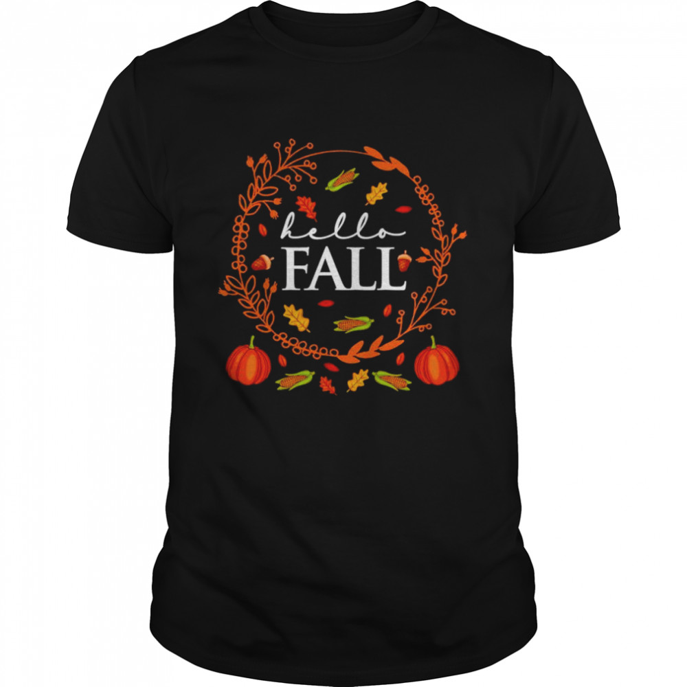 Hello Fall 2022 First Day Of Fall Hello Autumn Pumpkin Halloween  Classic Men's T-shirt