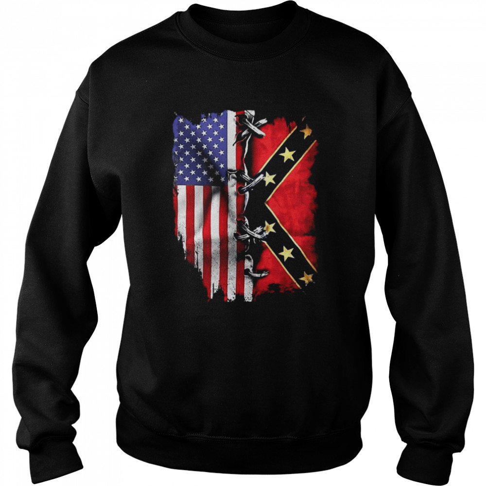 American flag and Confederate Flag shirt Unisex Sweatshirt