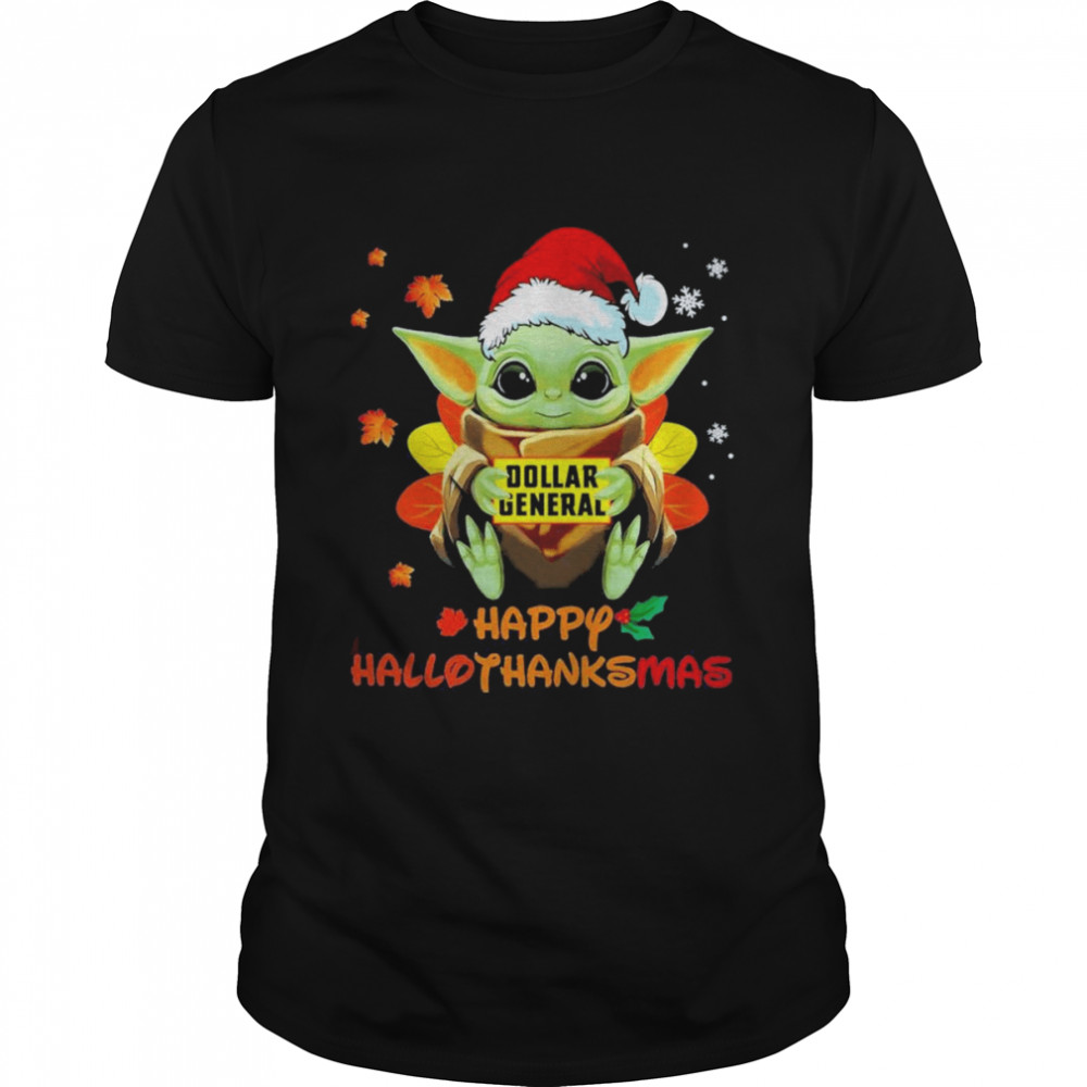 Baby Yoda Hug Dollar General Happy Halloween Thank ChristMass 2022 shirt Classic Men's T-shirt