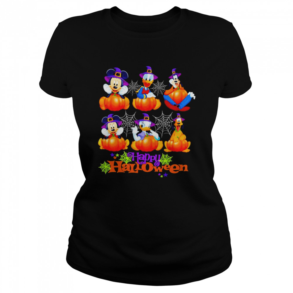 Disney Family Characters hug Pumpkin Happy Halloween 2022  Classic Women's T-shirt