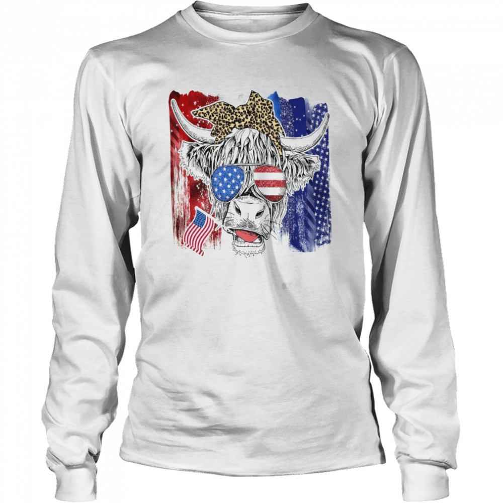 Highland Cow  4th Of July shirt Long Sleeved T-shirt